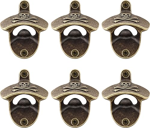 Miniatura 9 de Abridor de botellas de calavera montado en la pared, a prueba de óxido, antiguo tornillo en la pared, abridor de tapas de botellas de cerveza pirata