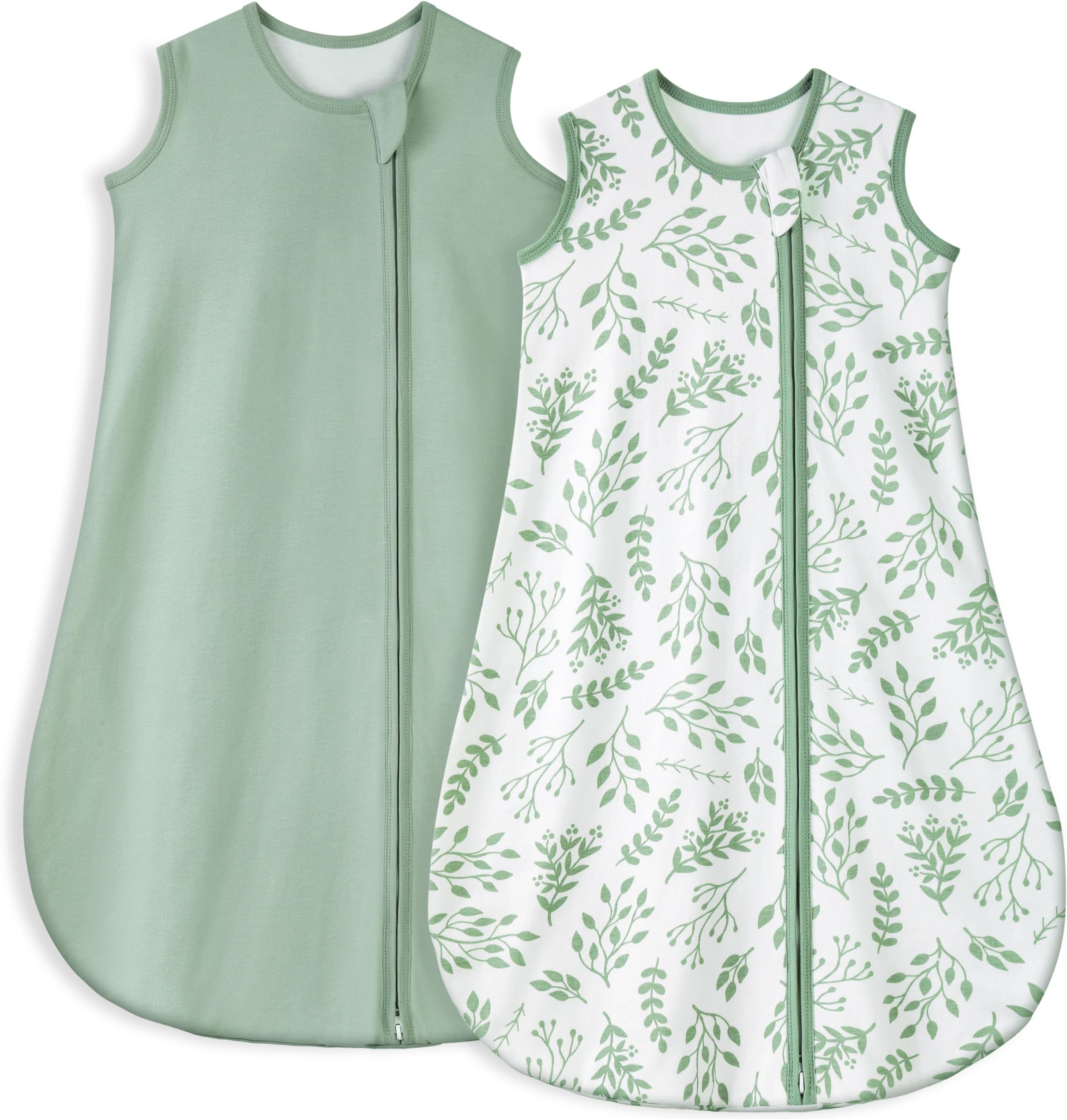 Yoofoss Unisex Baby Ss-n-004 Sleeping Bag, 1.0 Tog-Leaf & Green, Large (Pack of 2)