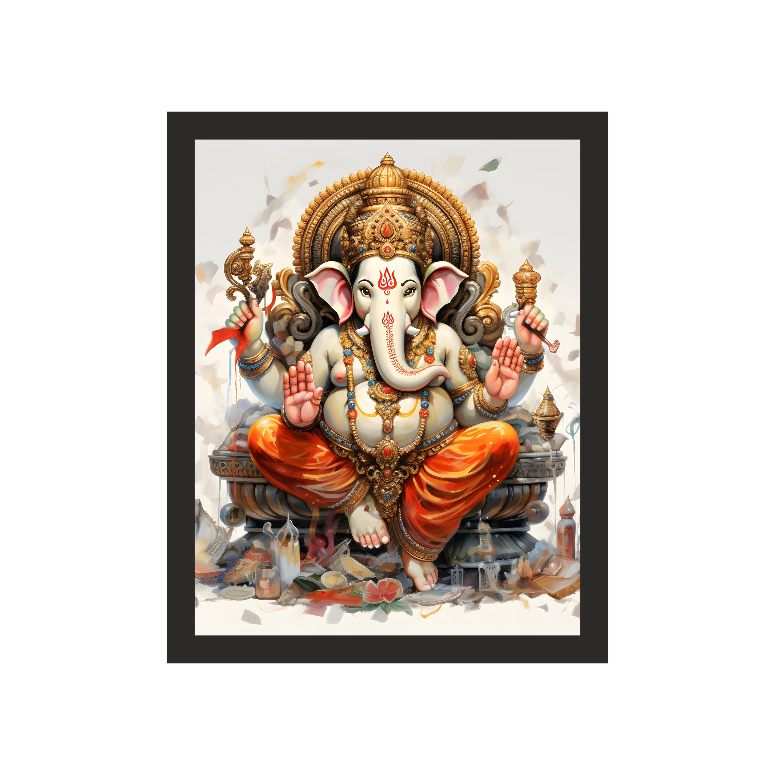 Vibrant Seated Ganesha - 16x20