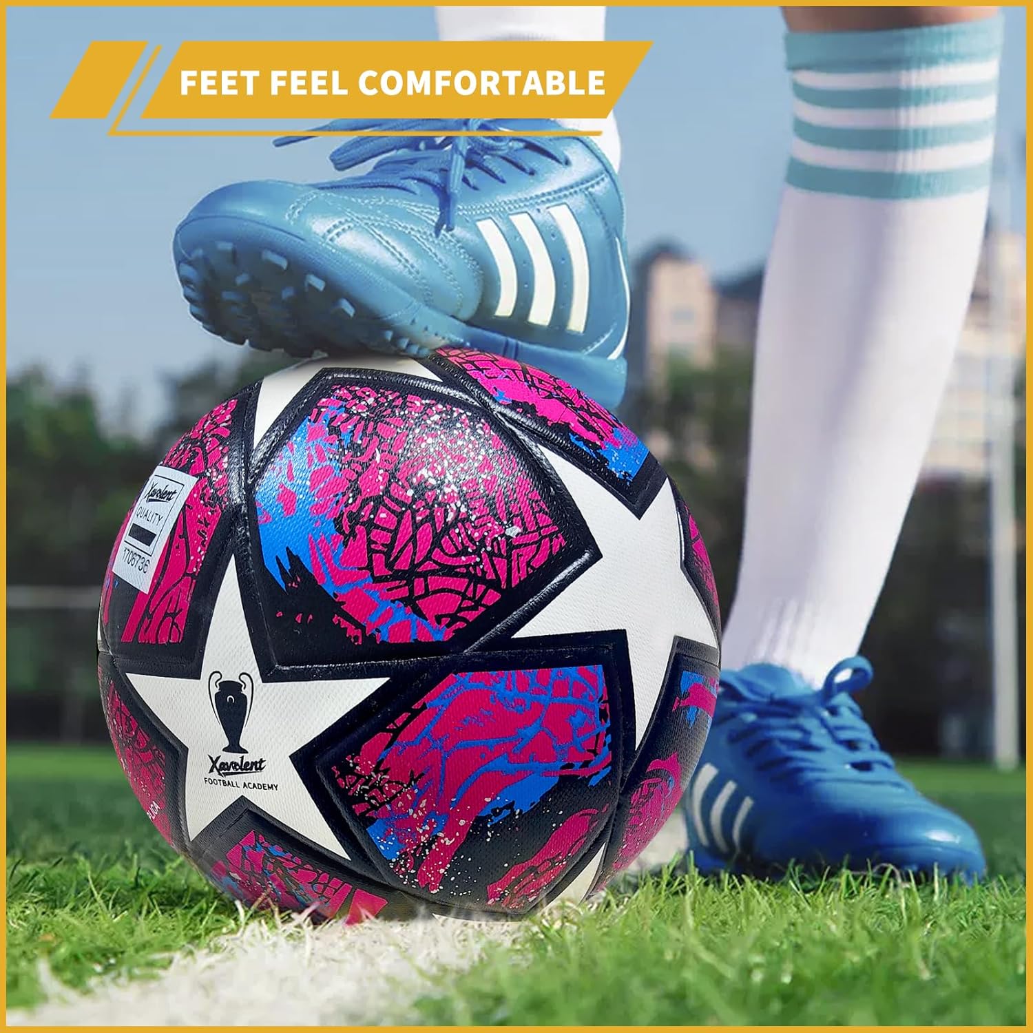 Professional Soccer Ball Size 5, Thermal Bonded Waterproof PU Match-Quality Training Ball with Pump (Red) - Image 3