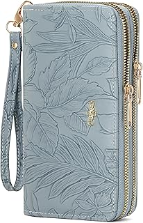 RNIEGA Wallet for Women Clutch Double Zip Around Credit Card Holder Leather Women's Wallet Large Capacity