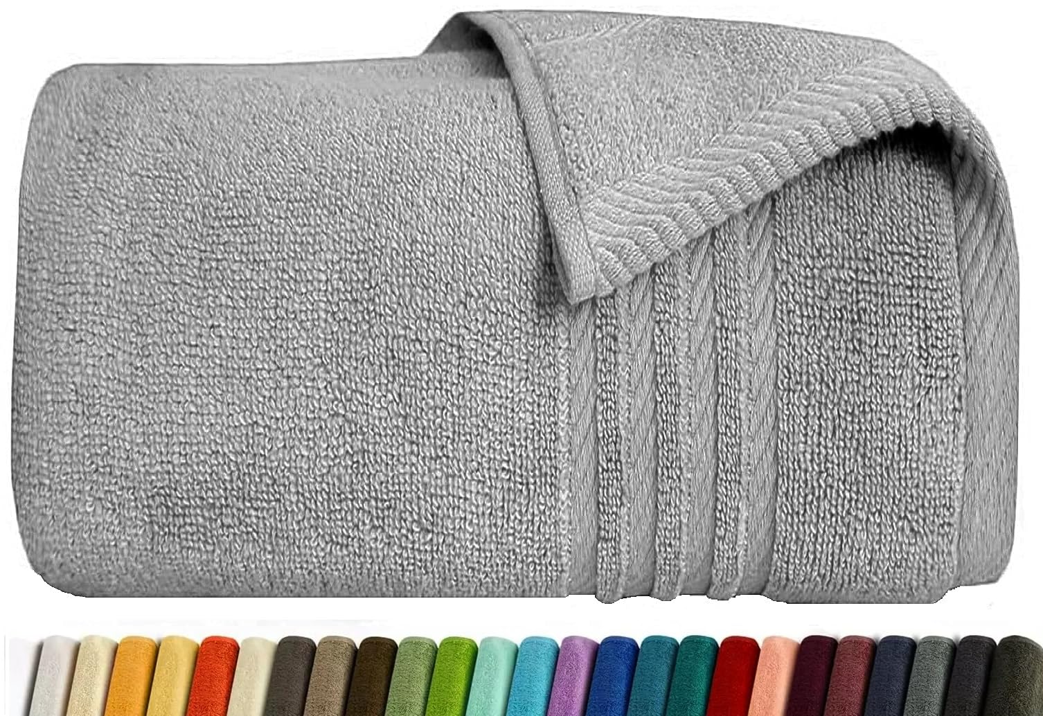 Extra Large Super Jumbo Bath Sheet Towels 100 x 200 cm, 600-GSM Ultra Soft XXL Bath Sheet 100% Egyptian Cotton Big Size Bathroom Shower Bath Towel (Silver, Jumbo Bath Sheet)