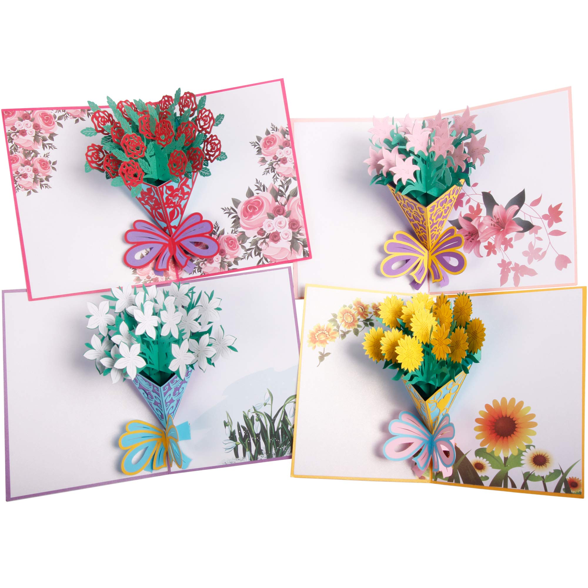Amazon.com : Pop Up Card 4 Pack 3D Greetings Card Happy Mothers Day Flower  Thank You Card for Wife Moms Handmade Bouquet Birthday Anniversaries Gifts  (Envelopes Includes) : Office Products