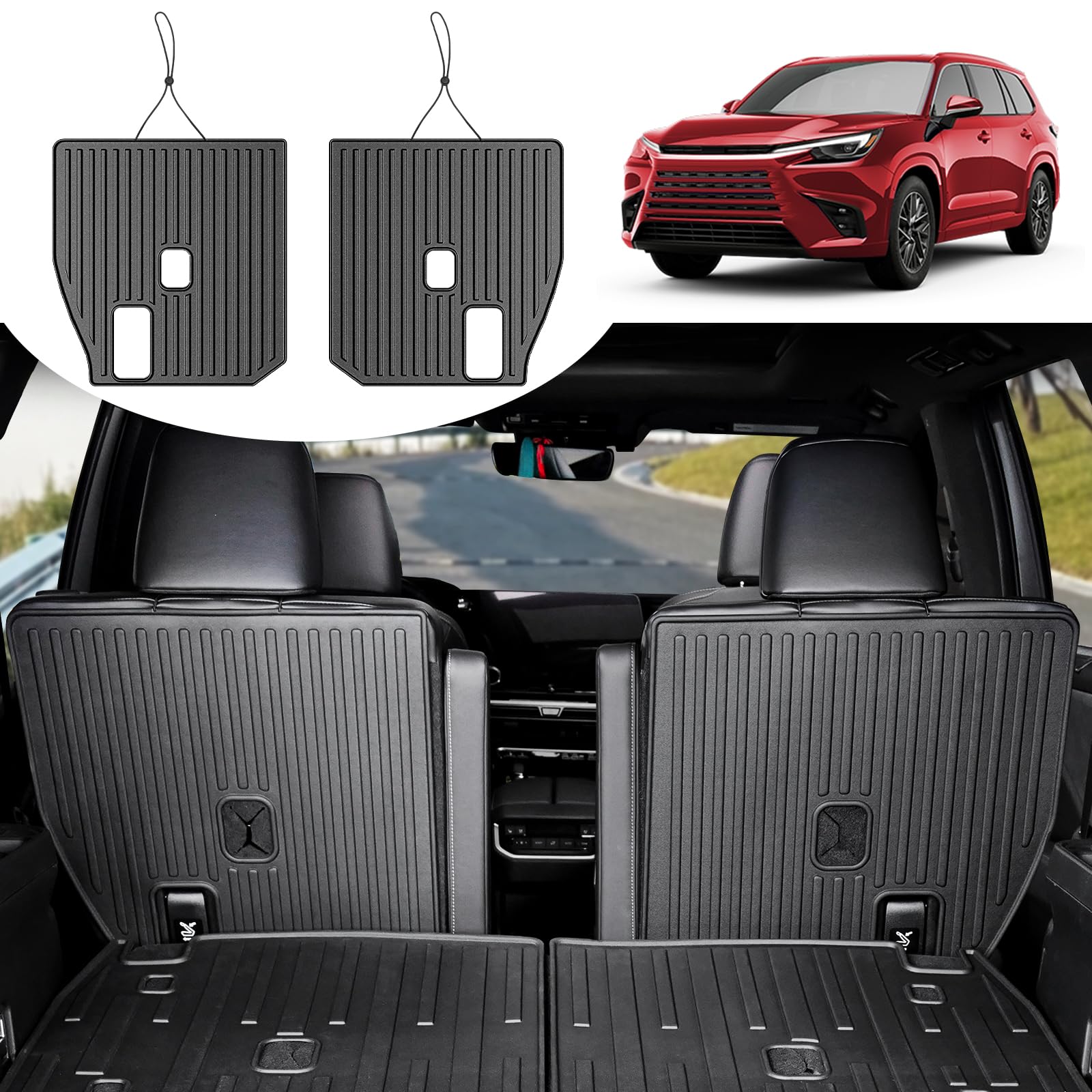 HOUCLEMIC Backrest Mat Compatible with Lexus TX 2024 Back Seat Protector Replacement for Lexus Accessories, All Weather Black Second Row Backrest Mat for TX Accessories 6 Seat