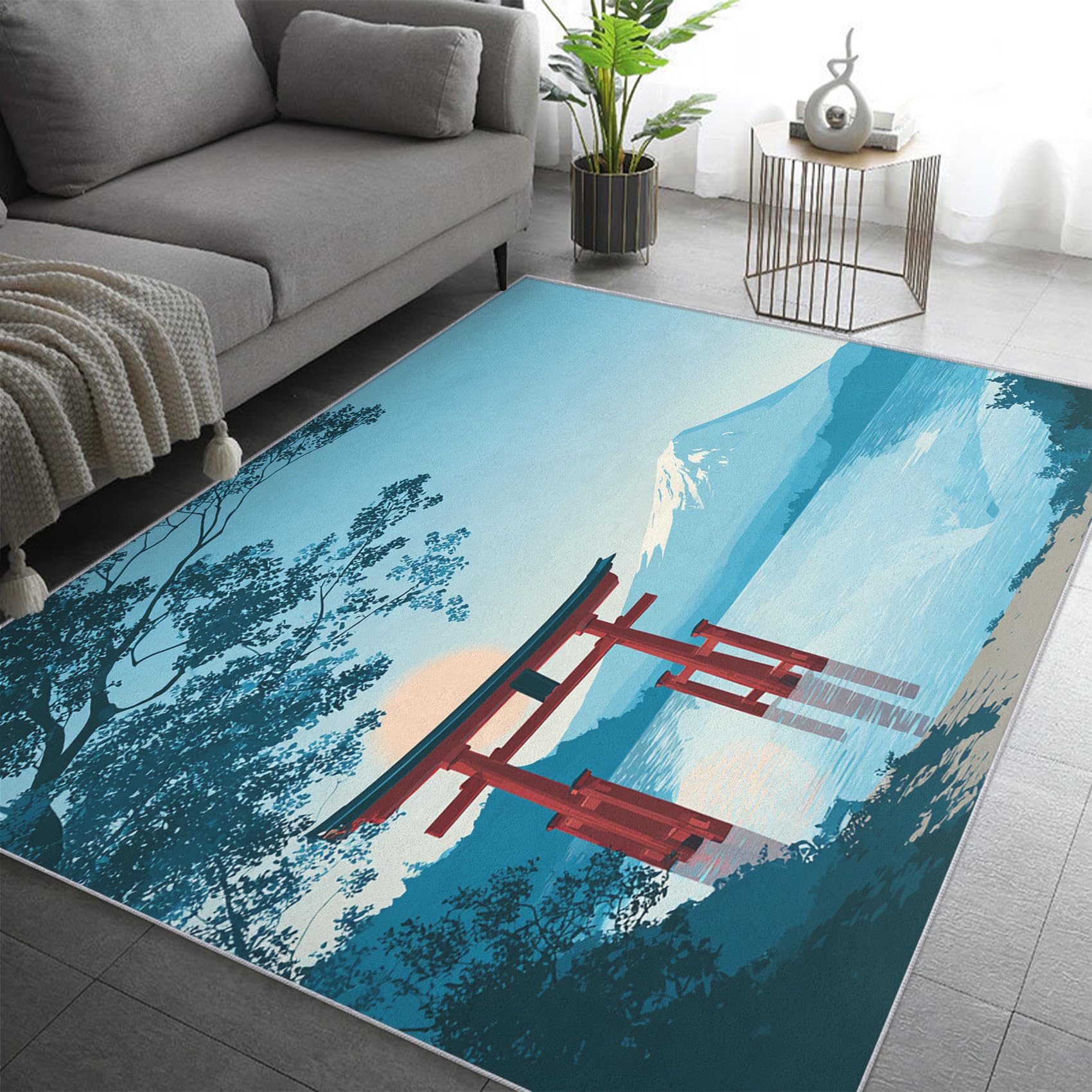 Tapis Torii Japonais grand tapis salon 120x170 poil ras
