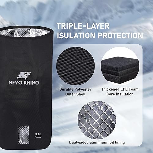 Miniatura 4 de N NEVO RHINO 2 bolsas aislantes de vejiga de agua, bolsa protectora para vejigas de hidratación de 2L-3L, funda aislante de vejiga de agua mantiene