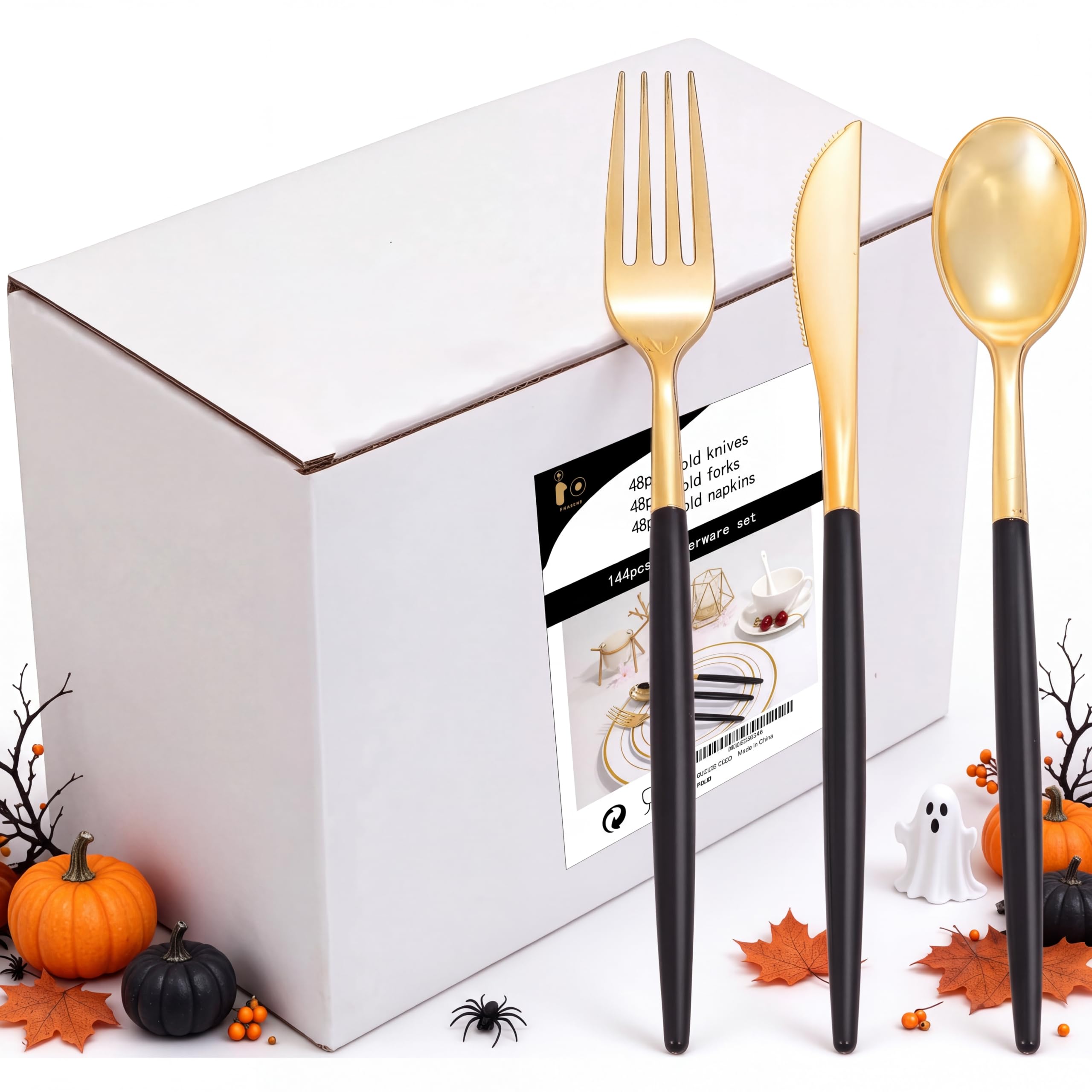 Gold Disposable Silverware Set - 144 PCS -13