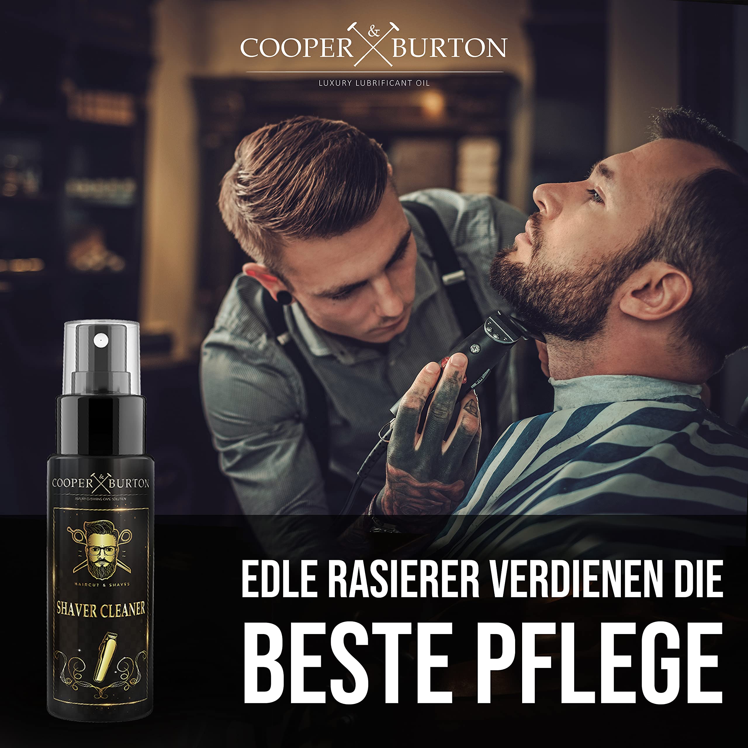COOPER & BURTON zestaw do czyszczenia głowic golących i olejowych i głowic golących jako ekonomiczny zestaw do pielęgnacji maszynki do strzyżenia włosów, ostrzy do strzyżenia włosów i usuwania sierści