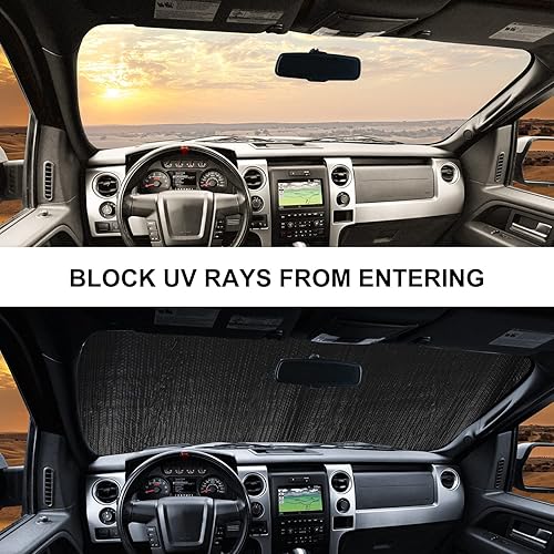 Miniatura 5 de Jimen Compatible con Ford F150 2009-2014, parasol reflectante para parabrisas de automóvil, protector solar para ventana