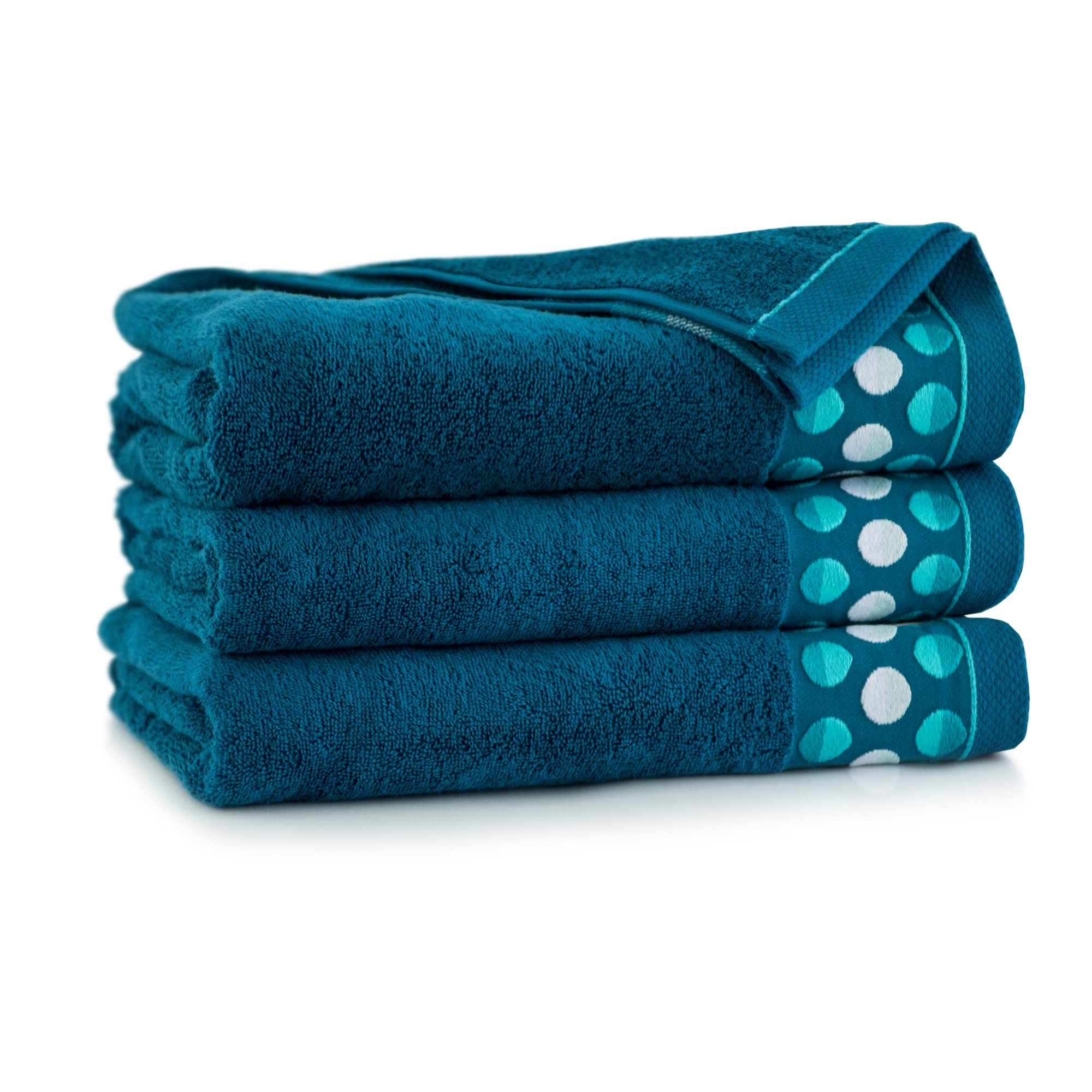 ZWOLTEX Design Handtuch Sets - Badetuch - Handtuch - Gästetuch | Borte mit Punkten I 100% Ägyptischer Baumwolle I Sammlung Zen 2 - Zen 2 Emerald-5638 2X(70x140)