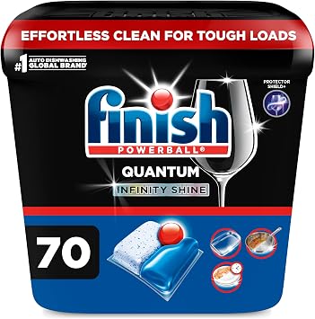 Finish Quantum Infinity Shine Dishwasher Pods, No Pre-Rinse Dishwasher Detergent Soap Removes 24HR Dried-On Stain and Grease, Leaving a Virtually Spotless Shine, 70 Count