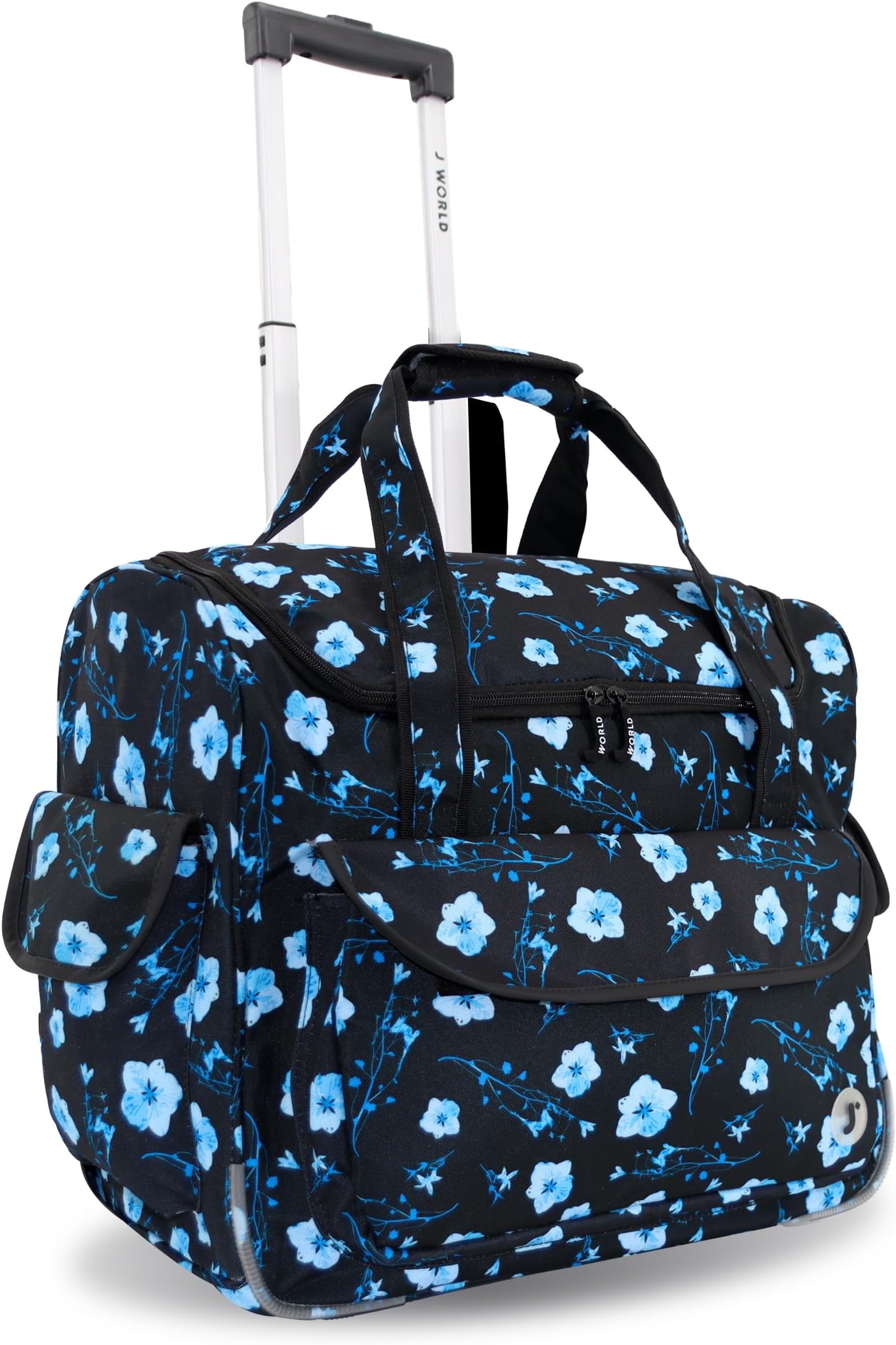 J World Donna Rolling Tote Bag on Wheels for Women. Roller Laptop Briefcase. Overnight Weekender Teachers Work, Night Bloom