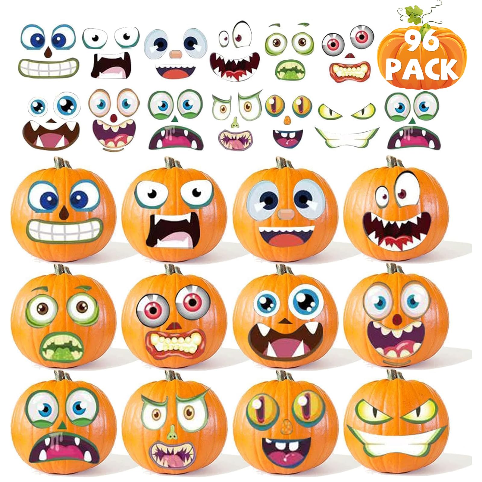 Autocollants citrouille Halloween enfants 48 feuilles gommettes créatives fête bonbons