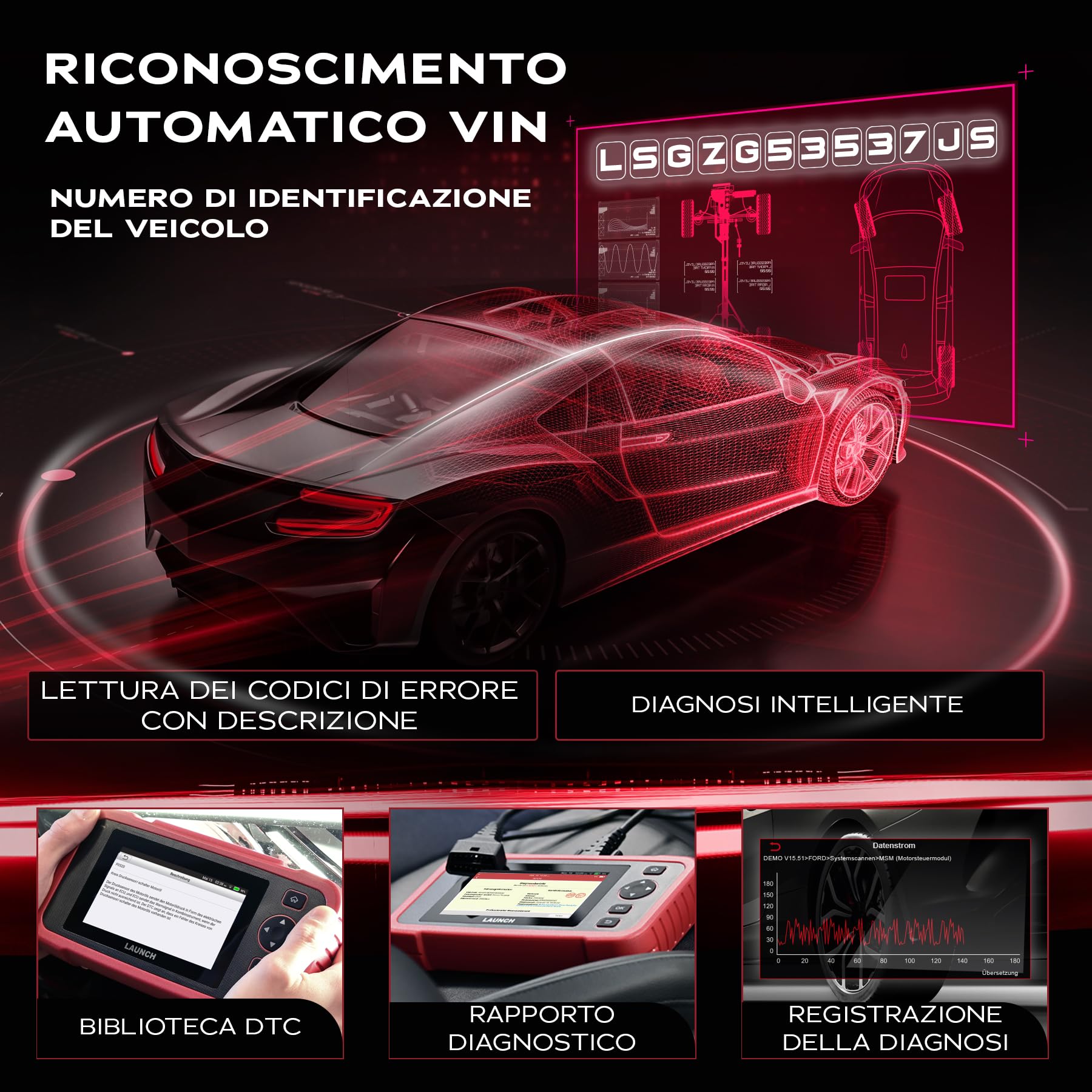 LAUNCH CRP129 EVO + V3 Scanner OBD2 Auto, 4 Sistemi e 13 Servizi | Diagnosi motore, ABS, SRS e cambio, codifica ECU, CAN FD e DoIP, aggiornamenti WiFi gratuiti a vita