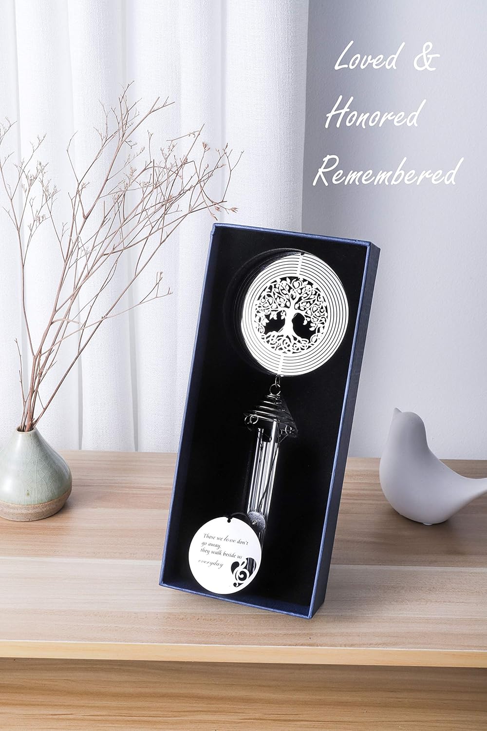 Sympathy Memorial Wind Chimes with Tree of Life Wind Spinner for Loss of Loved One - Ideal Bereavement/Condolence/Sorry for Your Loss Gifts