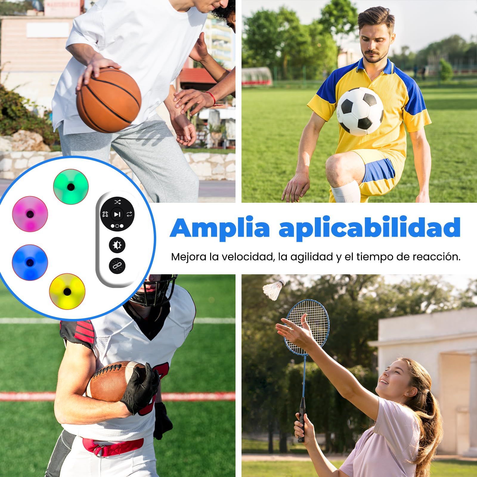 4X Lampes D'entraînement de Réaction avec 4 Lumières D'agilité Sportives Multifonctionnelles pour La Course, Le Football, Le Fitness, Le Saut,