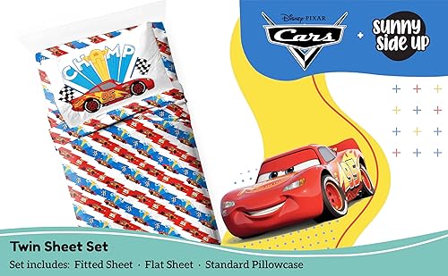 Miniatura 2 de Disney Pixar Cars Lightning McQueen - Juego de sábanas tamaño individual de 3 piezas para niños, incluye funda de almohada, sábanas de microfibra