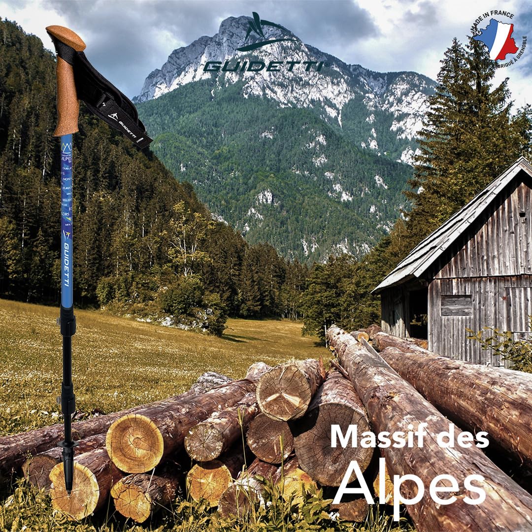 GUIDETTI – Rando Alpes 3B Easy Lock – Bastones de Marcha vendidos a la par – Negro – Talla única