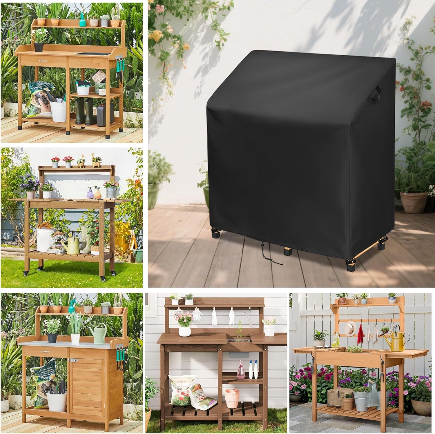 Outdoor Garden Potting Bench Table Cover, Universal Patio Potting Table Cover - 46 x 20 x 59 Inch