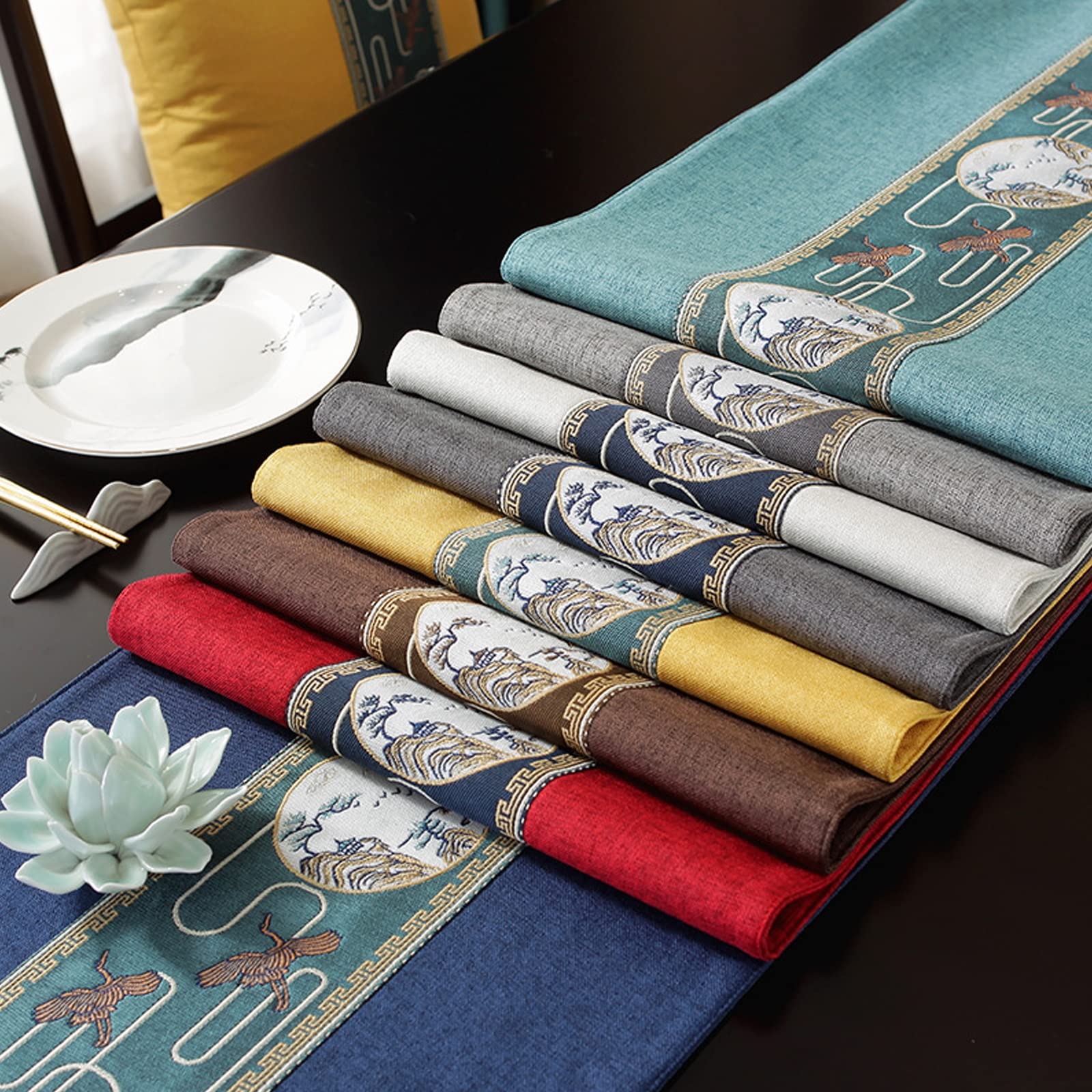 Runner da tavola rustico, biancheria da tavola per tavolino da caffè, feste festive, matrimoni, decorazione per la casa, 33 x 230 cm, stile cinese, rosso