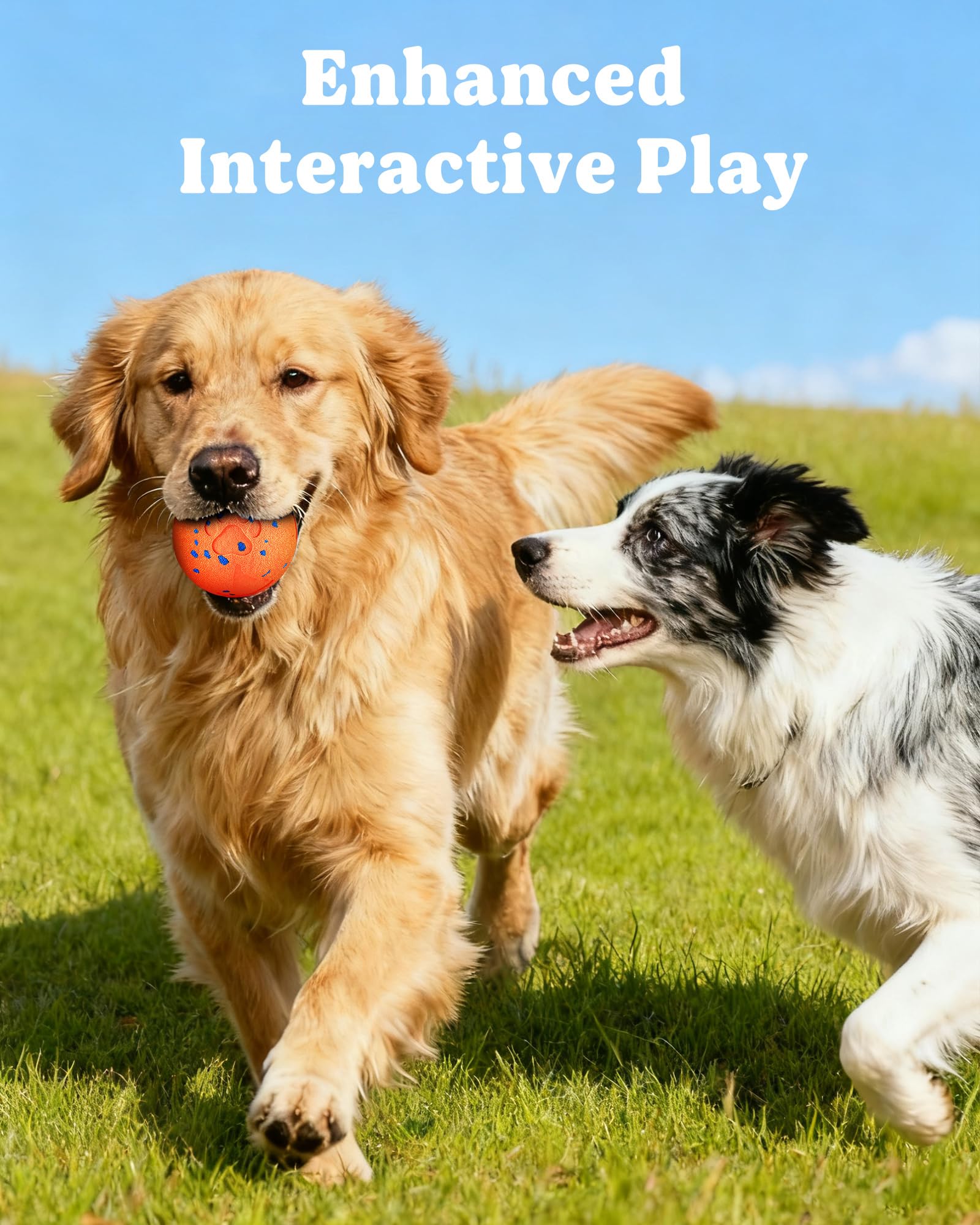 Smart Interactive Dog Ball Auto Rolling - Giocattoli interattivi per cani per masticatori aggressivi, rimbalzante e lanciabile, arancione