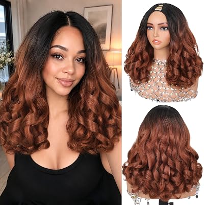Geogroket Yaki Curly V Part Wig U Part Half Wig for Black Women 18"