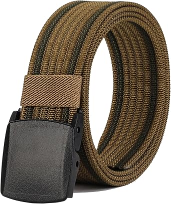 LionVII Mens Nylon Work Belt, No Metal YKK Buckle, Trim-to-Fit 28-49" | 100% Nylon, Lightweight, Breathable Quick-Dry. No-Metal Airport Safe. 1.5" Wide, Wear-Resistant. Twice As Strong As Seat Belt
