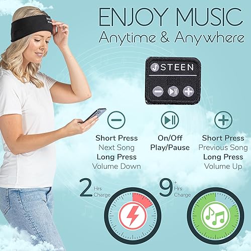 Miniatura 5 de Steen - Auriculares Bluetooth para dormir, máscara inalámbrica Bluetooth para dormir con altavoces estéreo HD ultrafinos  Perfecto para dormir,