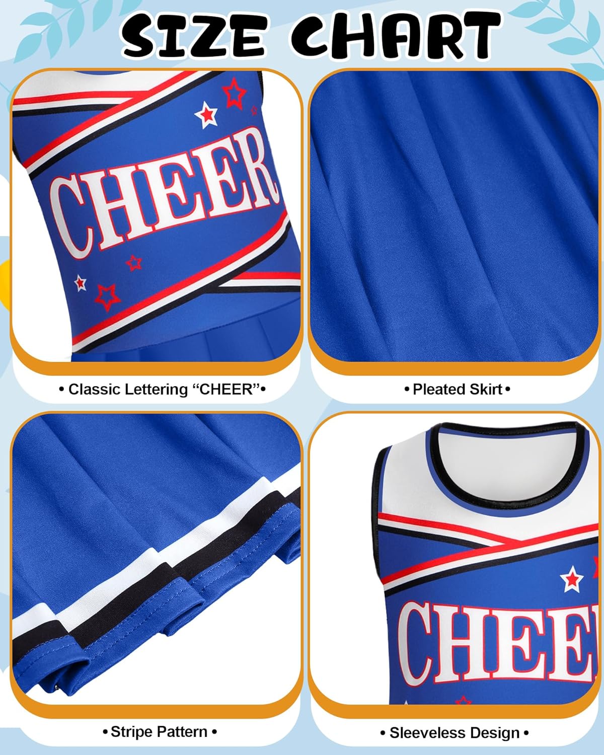 JenPen Cheerleader Costume Set Cheerleading Outfit Cheer Uniform Dress Cosplay for Halloween Party Gifts 3-9 Years - Image 4