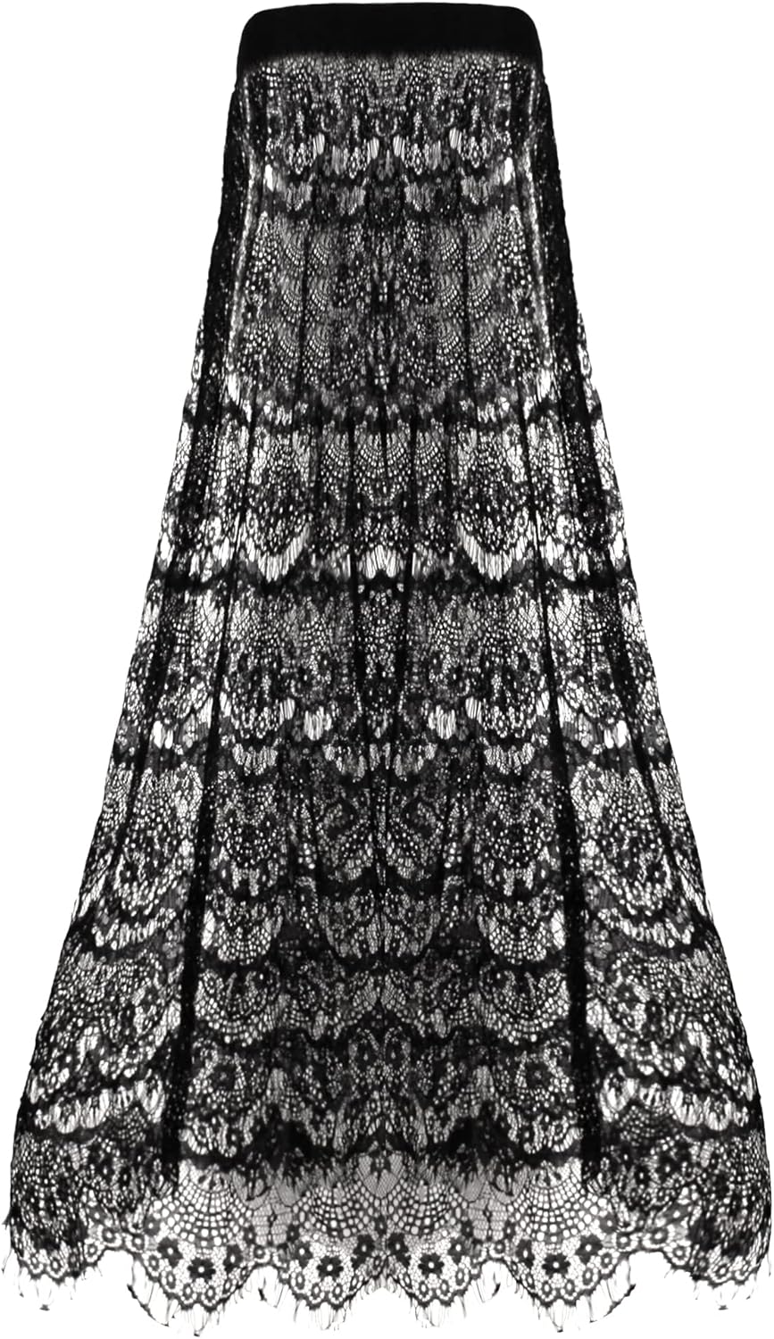 CLARA Women High Waist Mesh Maxi Skirt See-Through Beach Long Tulle Skirt Bodysuit Cover-Up