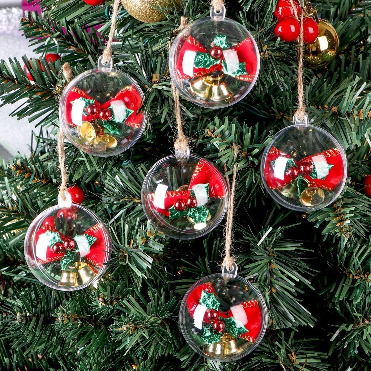 MyoGrip 12 Pack 1.97'' Clear Plastic Ornaments for Crafts Fillable, Clear Christmas Ornaments, Clear Ornaments Balls Christmas Ornaments Set for Tree Holiday Wedding Party