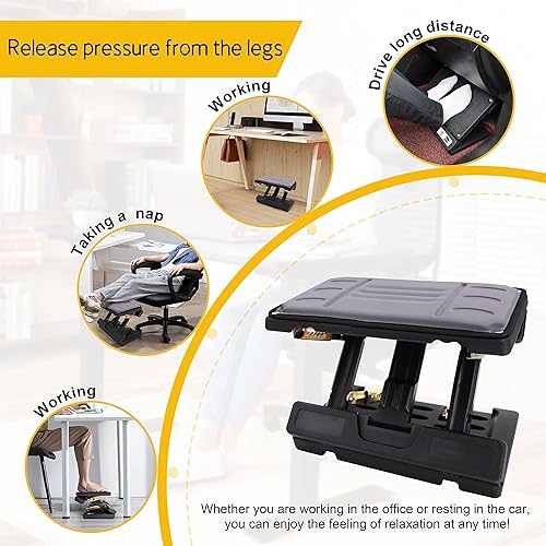 Miniatura 2 de Reposapiés ajustable debajo del escritorio, taburete ergonómico para uso en oficina con masaje (PB-Gris)