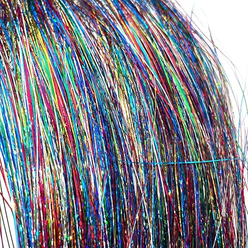 Miniatura 4 de Kit de oropel de pelo arcoíris con herramienta, resistente al calor, 3000 hebras, kit de oropel de cabello de hada, 48 pulgadas, extensiones de