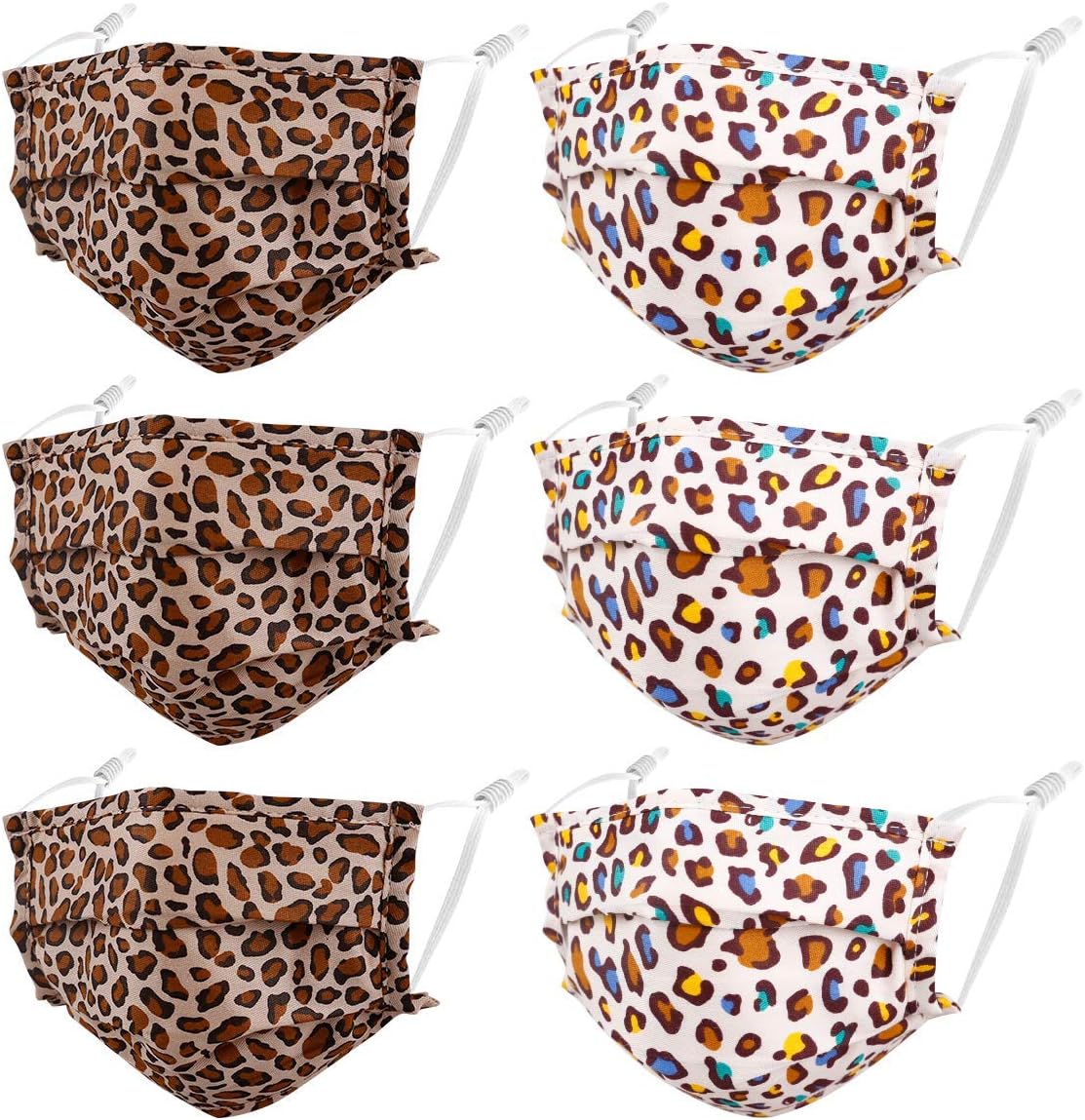 Kids Reusable Face Mask with Adjustable Ear Loops, Soft Fabric Washable Yellow Leopard Face Mask for Protection, Designer Breathable Cloth Cotton Madks Facemask for Girl Boy Children Gift