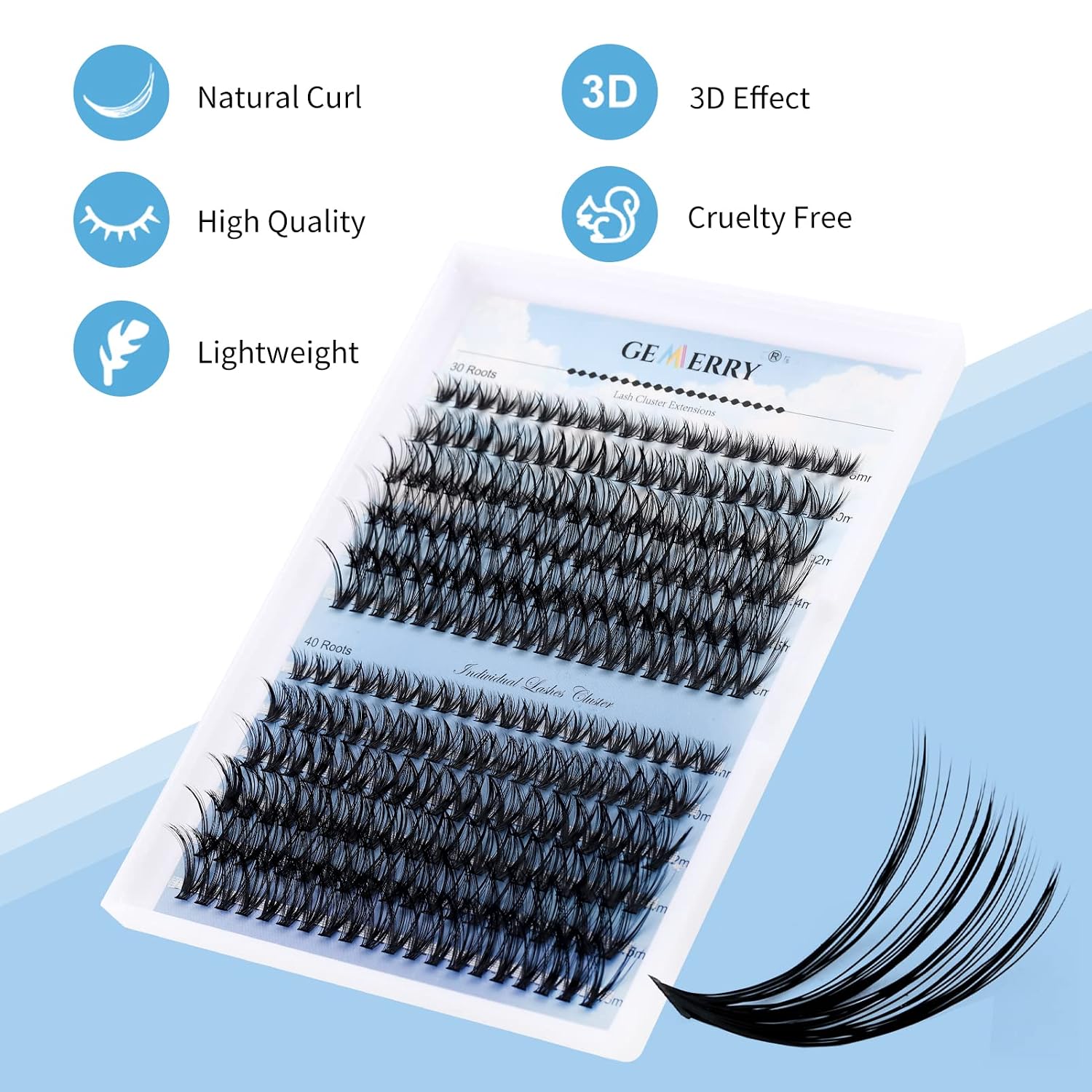 GEMERRY Large Box Lash Clusters Eyelash Extension Clusters 0.07 40D+50D C CURL 8-16mm image 4