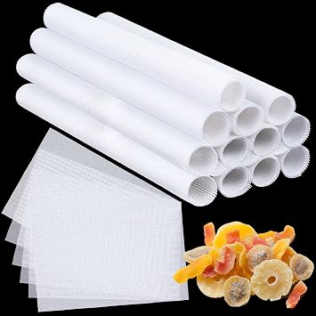 Cunhill 16 Pcs Silicone Dehydrator Sheets 21 x 14 Inch Non Stick Silicone Mesh Reusable Dehydrator Tray Liner Fruit Dryer Mats for food fruit Freeze Dryer