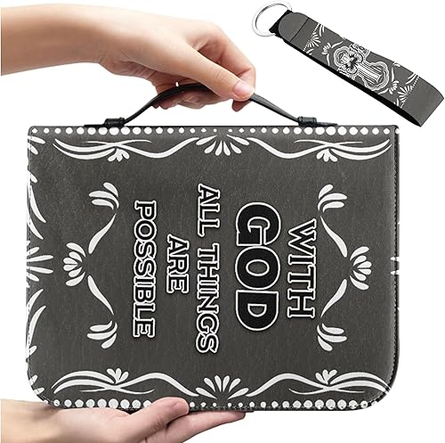 Miniatura 2 de Vodetik Funda de cuero para la Biblia con cruz pequeña mariposa cubierta de Biblia para mujeres con asa con cremallera llavero portador de la Biblia