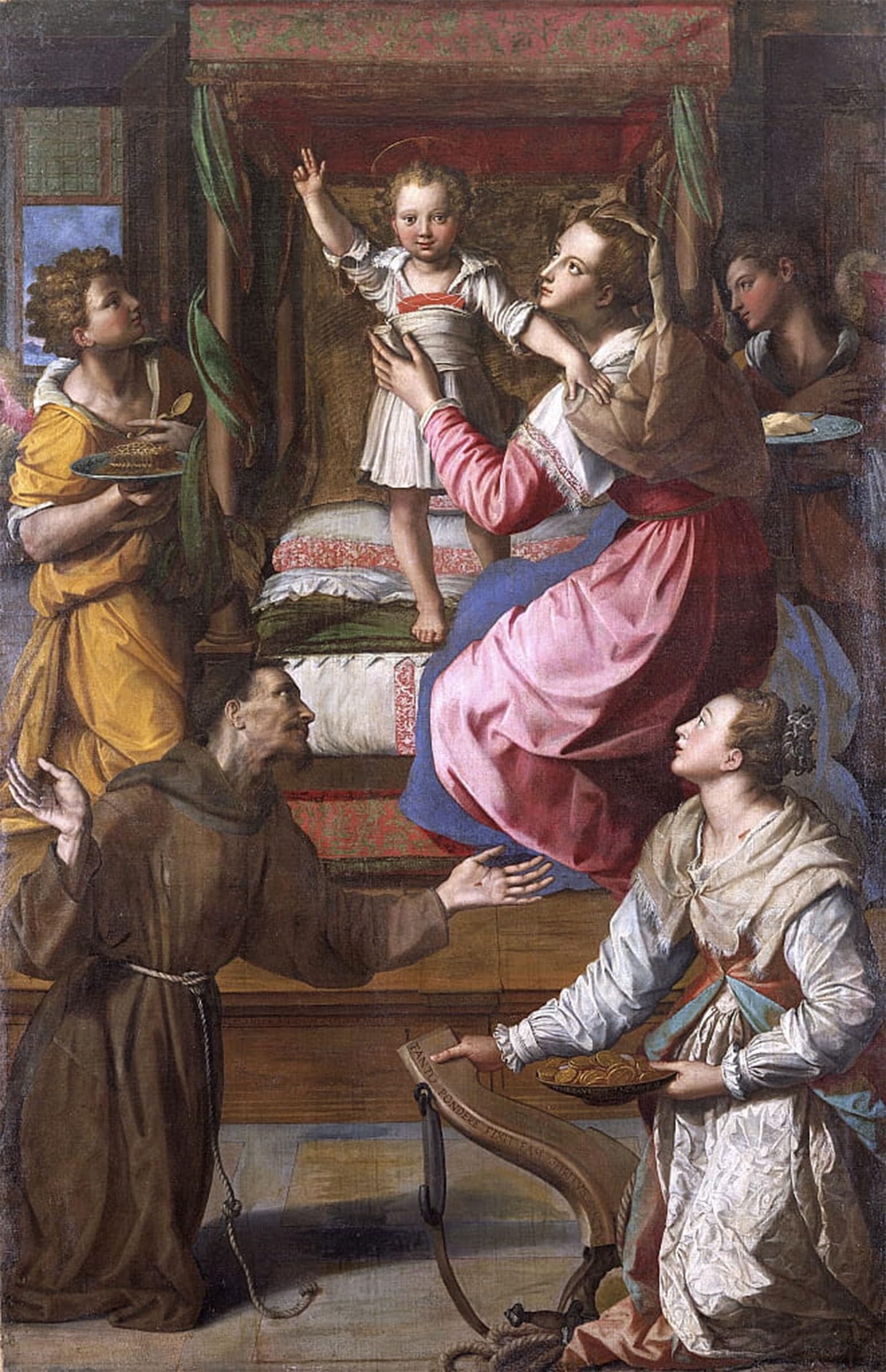 POSTERIIk Vintage Art Print Images Pictures Print Virgin and Child with Saints Francis and Lucy by Alessandro Allori Modern Colour Posters for Office Home Decor 60x90cm