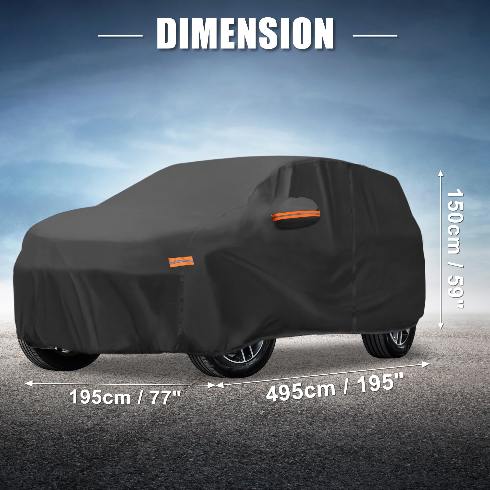 QUARKZMAN Funda Impermeable Para Jeep Grand Cherokee 11-23, 1 Pc | 210D-Pu Oxford, Negro, A Prueba De Viento, Protección Solar, Cremallera En Puerta, Incluye Bolsa