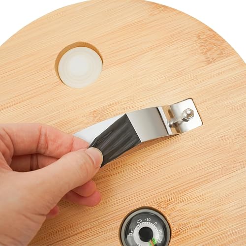 Miniatura 7 de Xuthusman Contenedor hermético de almacenamiento de alimentos secos, dispensador de arroz de cereales con tapas redondas de bambú, taza y soporte (5