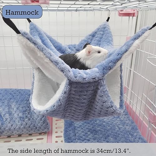 Miniatura 2 de SEIS Juego de 3 piezas de hamaca de hámster de felpa, planeador de azúcar, jaula colgante, juego de accesorios para hamaca de animales pequeños,