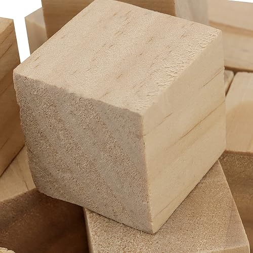 Miniatura 3 de KEILEOHO 10 bloques de madera de 2.5 pulgadas, cubos de madera sin terminar, bloques cuadrados sólidos en blanco para manualidades, pintura,