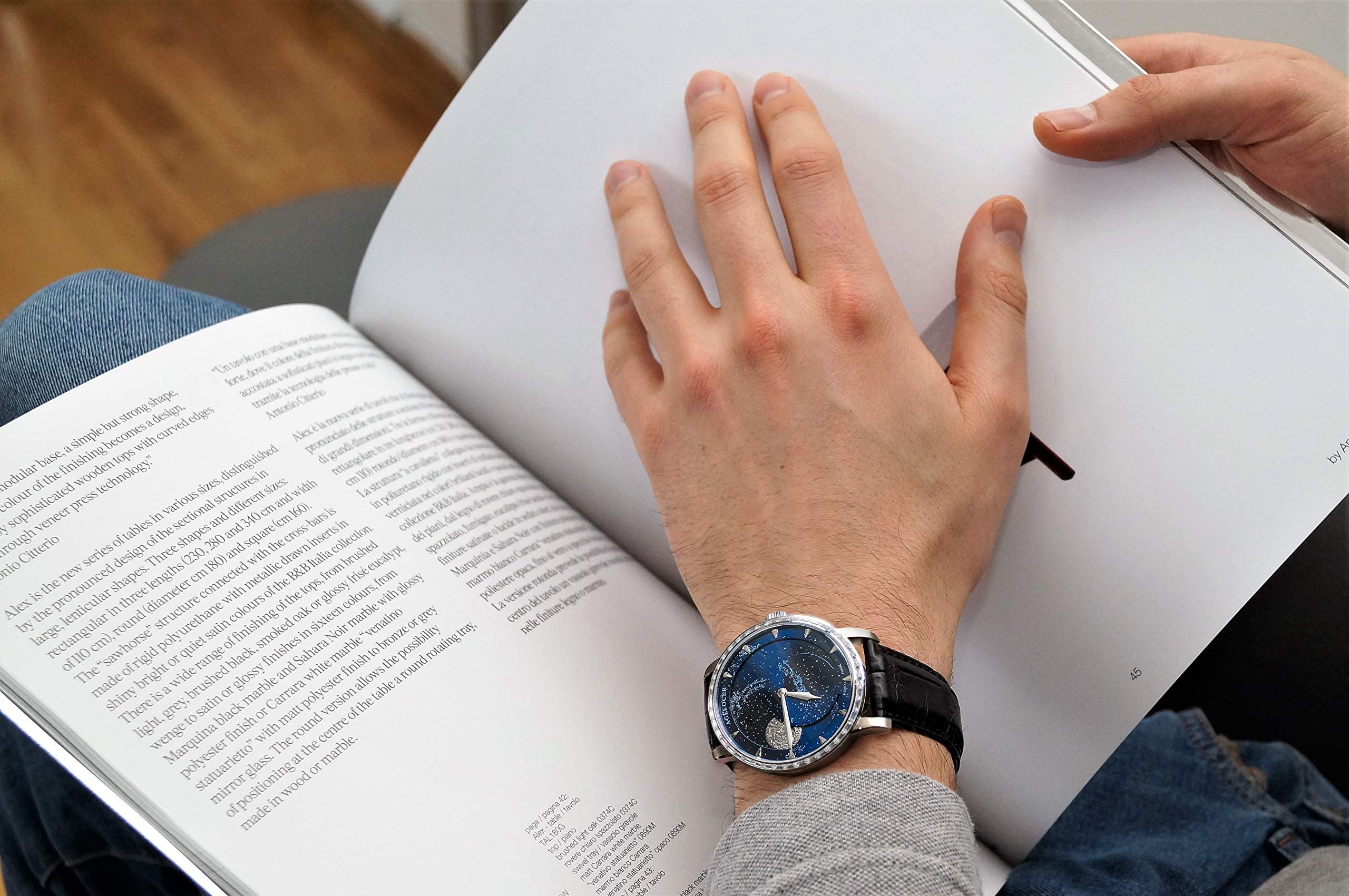 agelocer Orologio meccanico automatico da uomo con fasi lunari blu