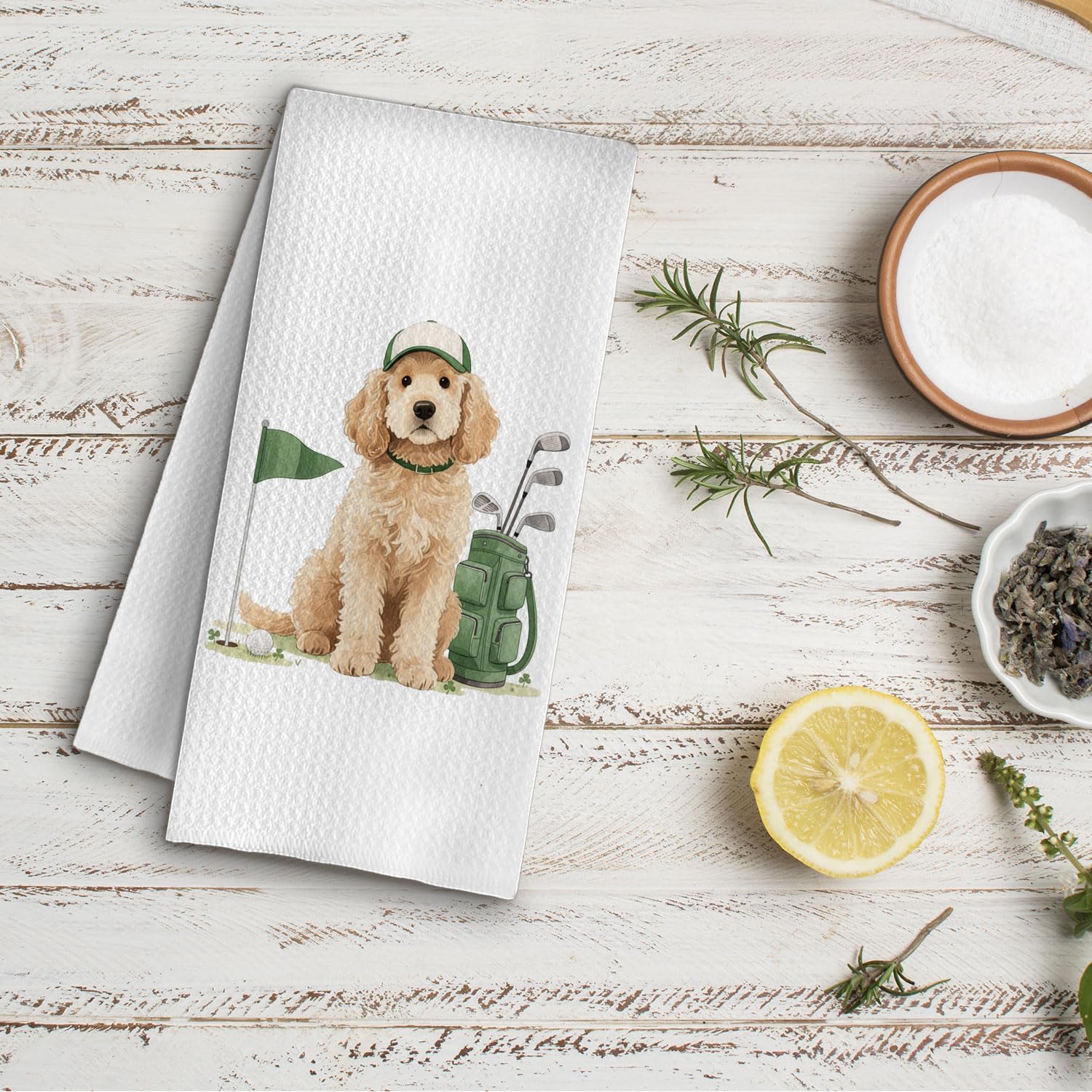 Golf Goldendoodle Dog Kitchen Towels, Goldendoodle Gifts for Women Men Decorative Hand Towels for Bathroom, Golf Lover Gifts Dish Tea Towel for Kitchen, 16x24 Inch - Image 5