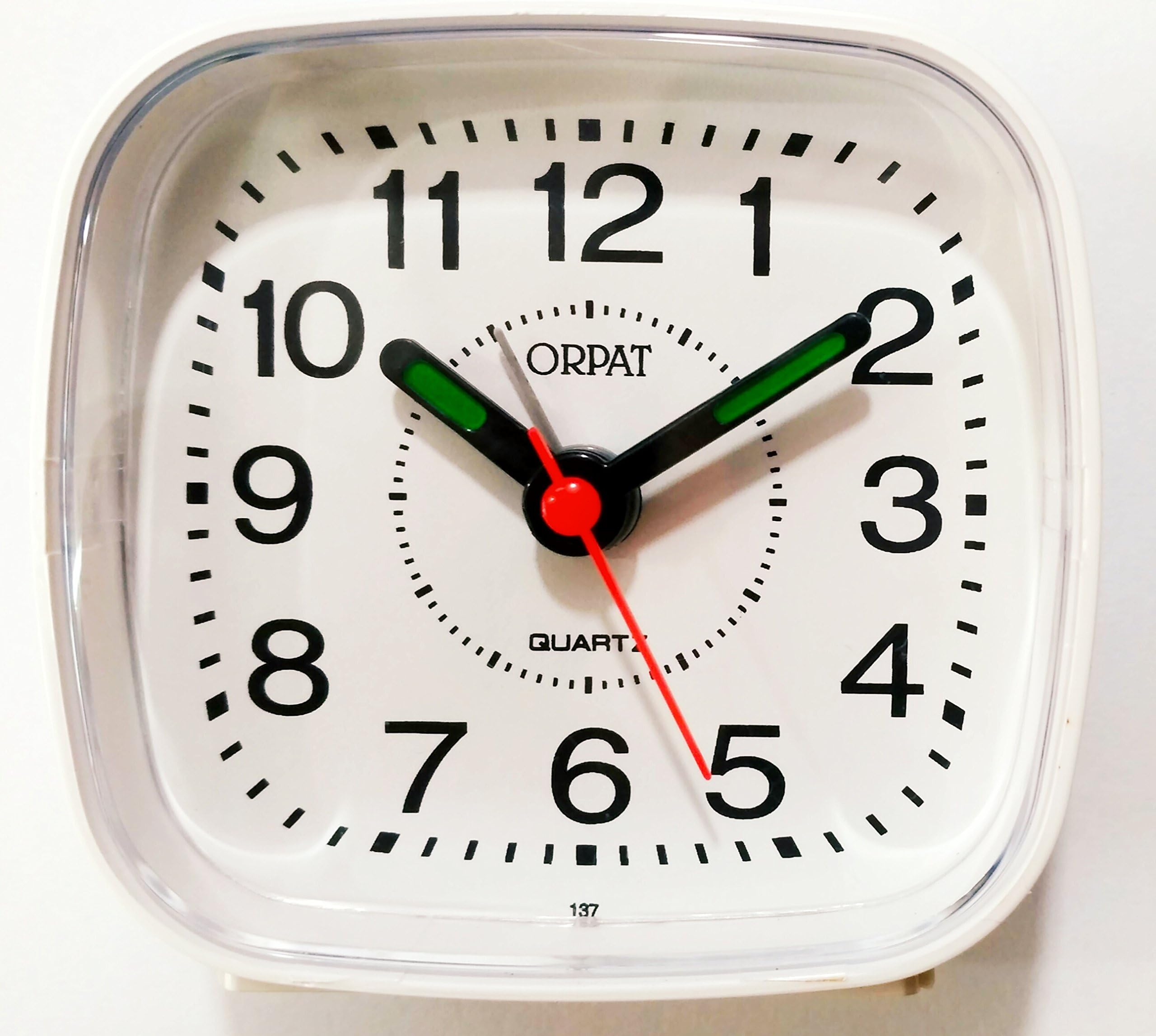 Orpat Abstract Plastic Beep Alarm Clock (White, Small, 7.18 x 3.3 x 6.8 cm, TBB-137)-Analog