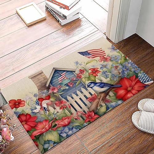 Miniatura 238 de Alfombras y tapetes de cocina Hello Fall, 2 unidades, color azul, naranja, calabaza, hoja de arce, pájaros, alfombras antideslizantes con pasillo