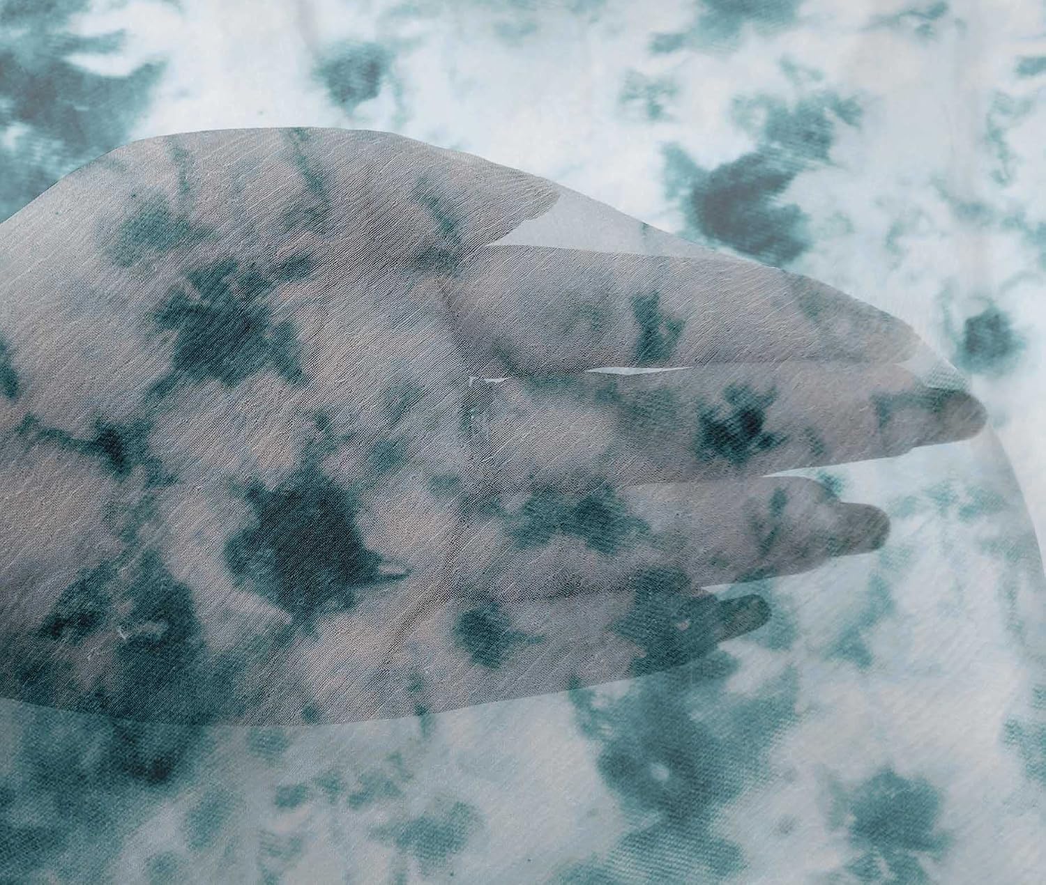 oneOone Viscose Chiffon Teal Blue Fabric Tie Dye Sewing Material Print Fabric by The Yard 42 Inch Wide