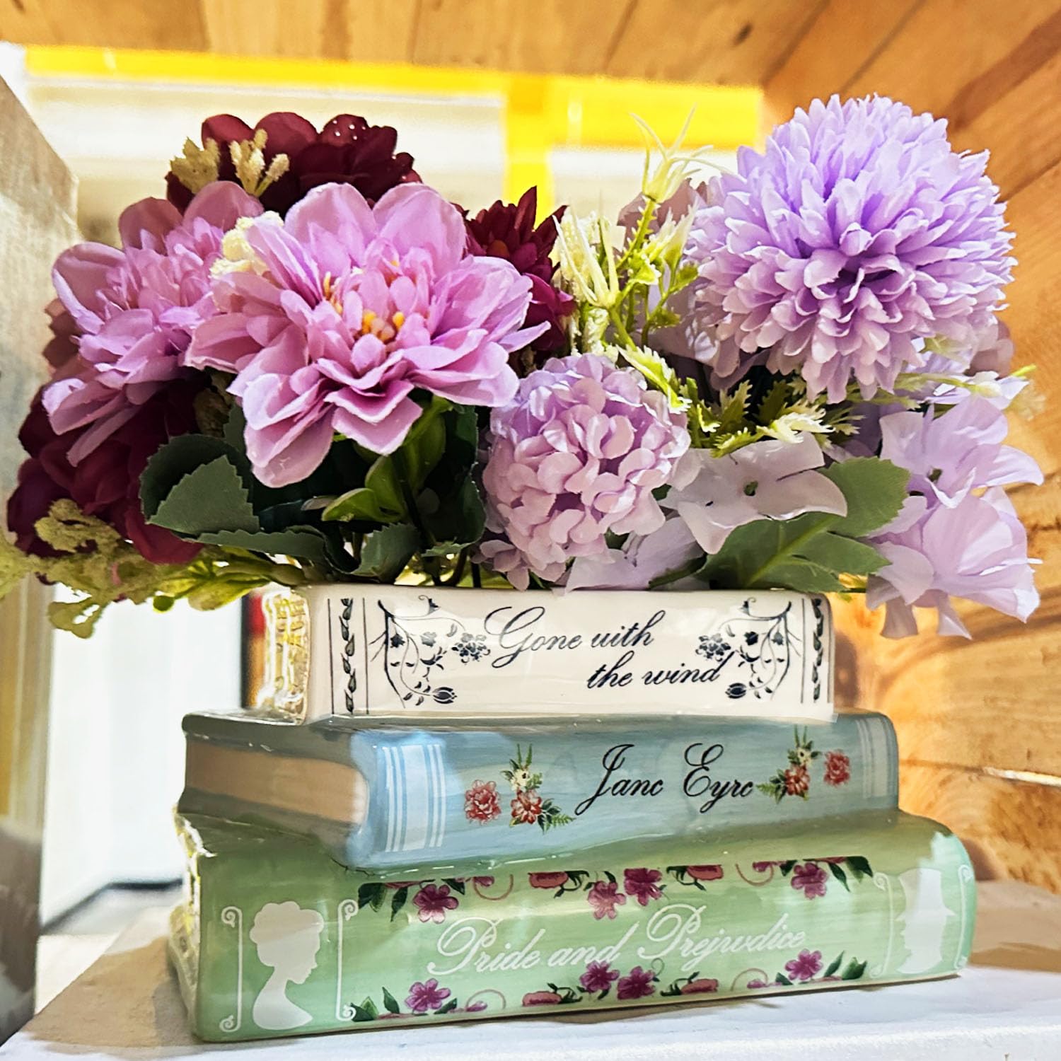 Jxcnkiy Book Planter, Bookshelf Decor Cute Plant Pots, Ceramic Planters with Drainage Hole, Book Flower Vases Book Shaped for Book Lovers Gifts, for Bedrooms, Living Rooms, Offices, Kitchens