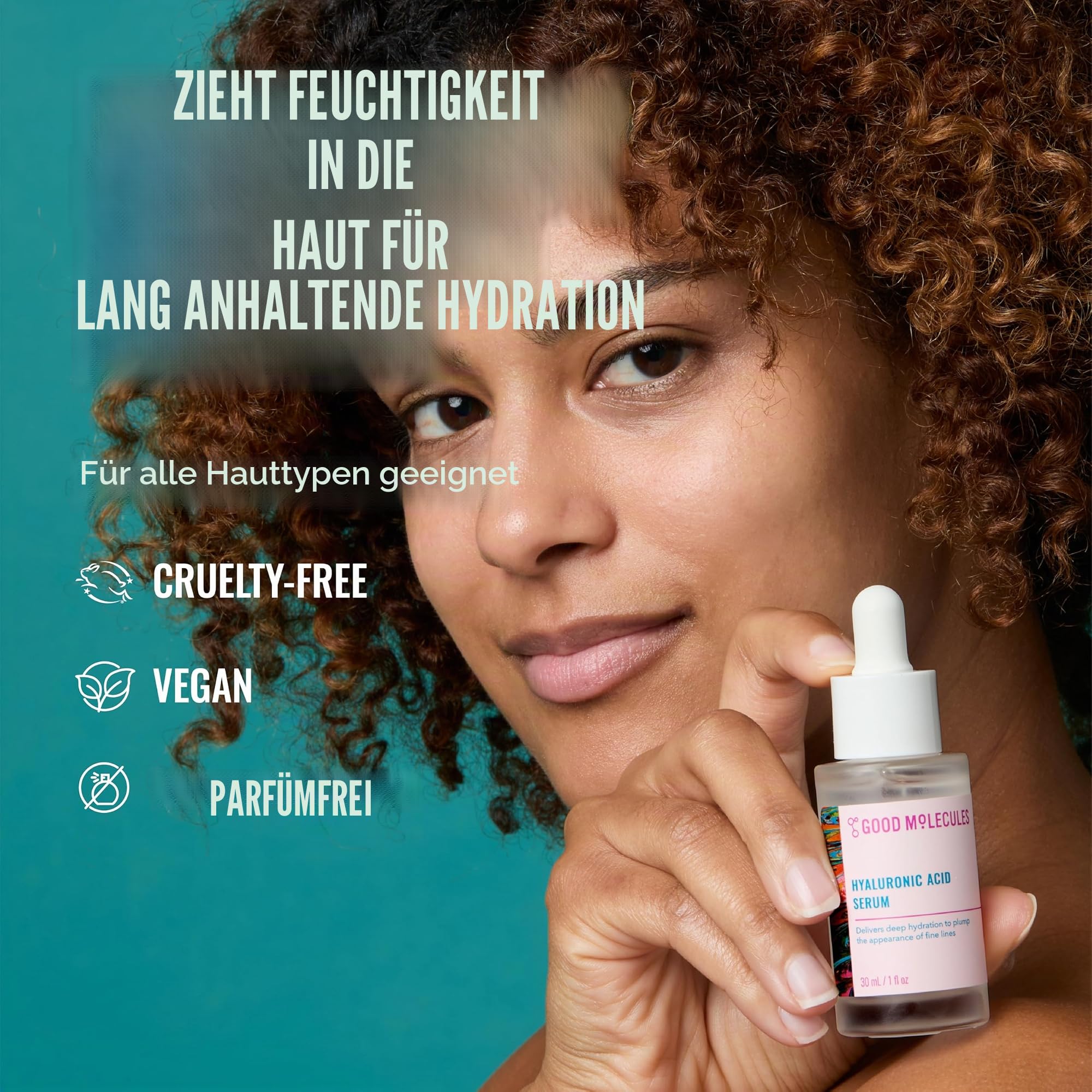 Good Molecules Hyaluronic Acid Serum 75 ml – Deep Hydration für trockene Haut, fettfreie Formel für Moisturize, Plump, Festigkeit und Smooth für junge Haut, 10 % HA, wasserbasiert, duftfrei,