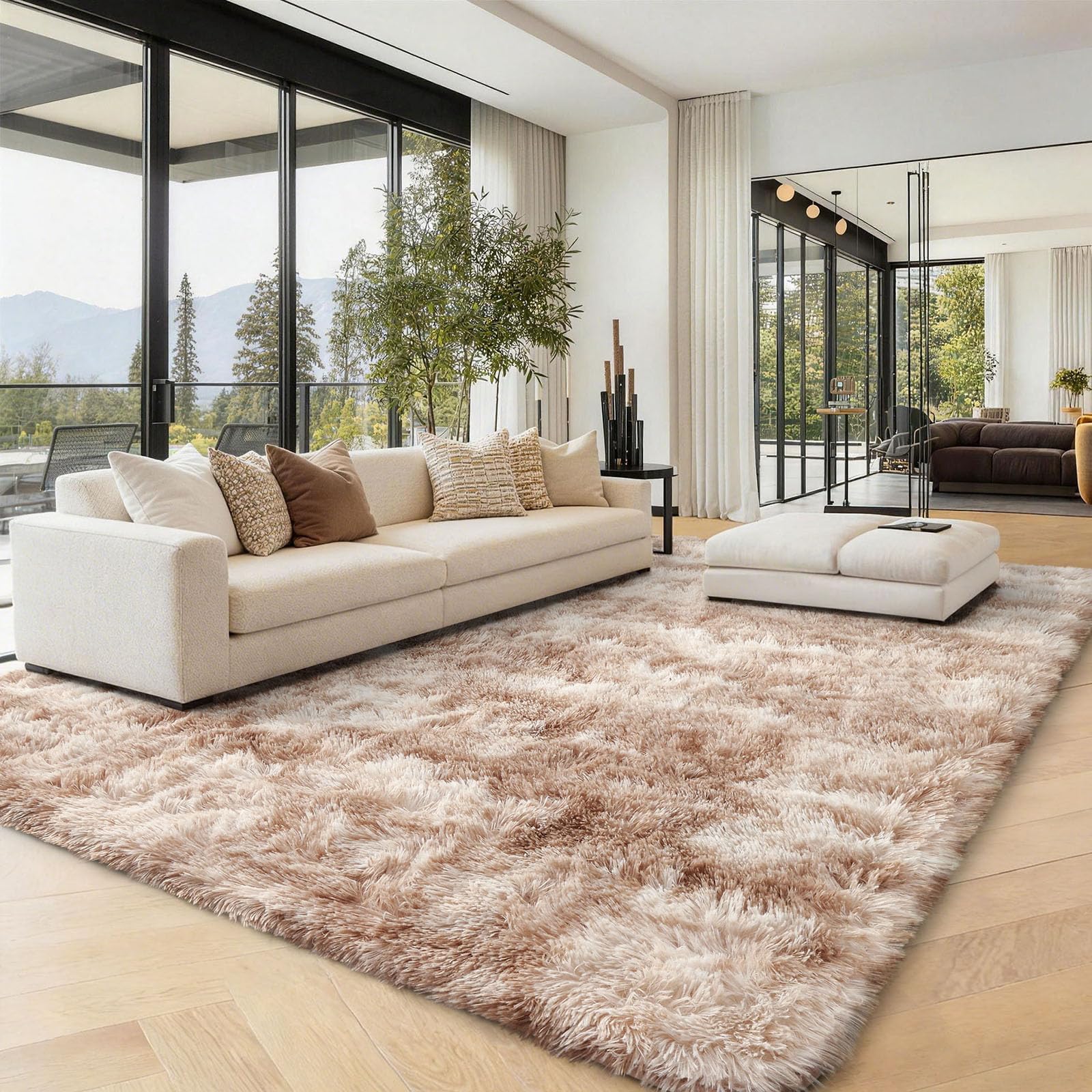 Homaxy Alfombra de pelo largo para salón, antideslizante, parte inferior suave, mullida, extragrande, lavable, alfombra moderna para pasillo, habitación infantil, dormitorio, 240 x 340 cm, color